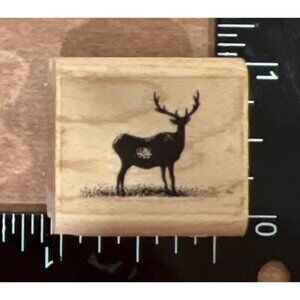 Stampscapes Buck 008A Rubber Stamp Small Wooden Handle Deer Silhouette Design